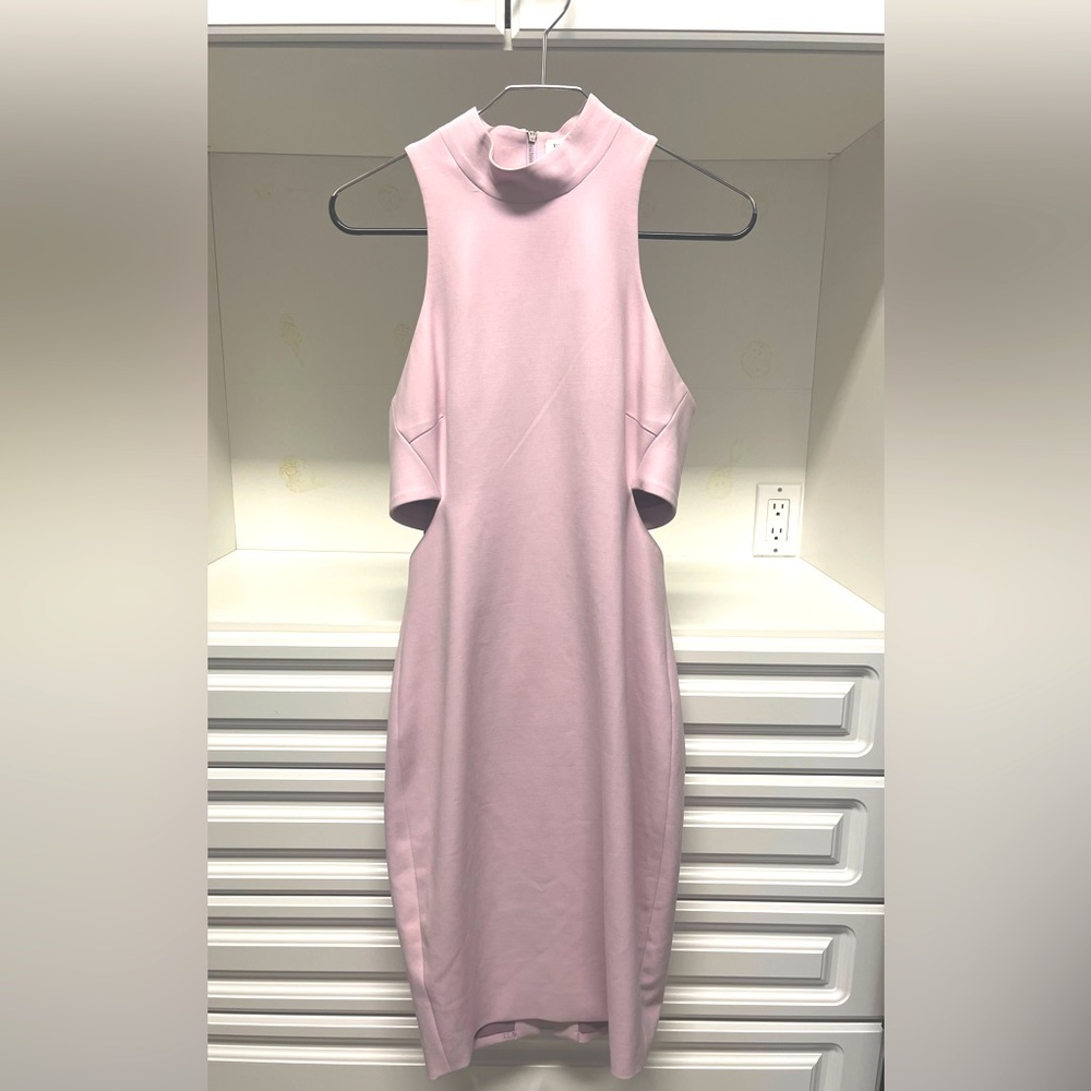 Elizabeth & James blush dress with slight cutouts on the side